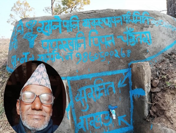 बैतडीमा एकजना जेष्ठ नागरिकले सामाजिक सुरक्षाभत्ताको रकमले पानी धारा निर्माण गरे 